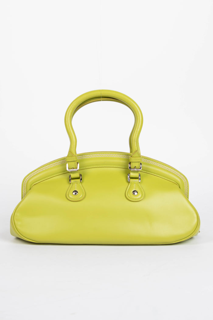 2000s Christian Dior Green Leather Small Detective Top Handle Bag