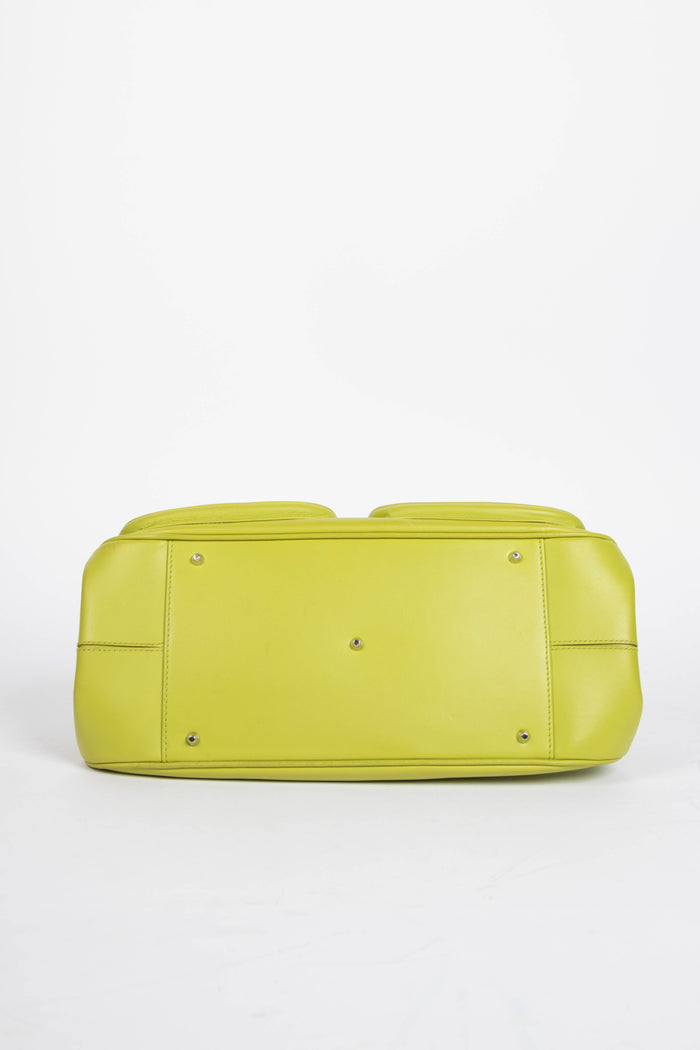 2000s Christian Dior Green Leather Small Detective Top Handle Bag