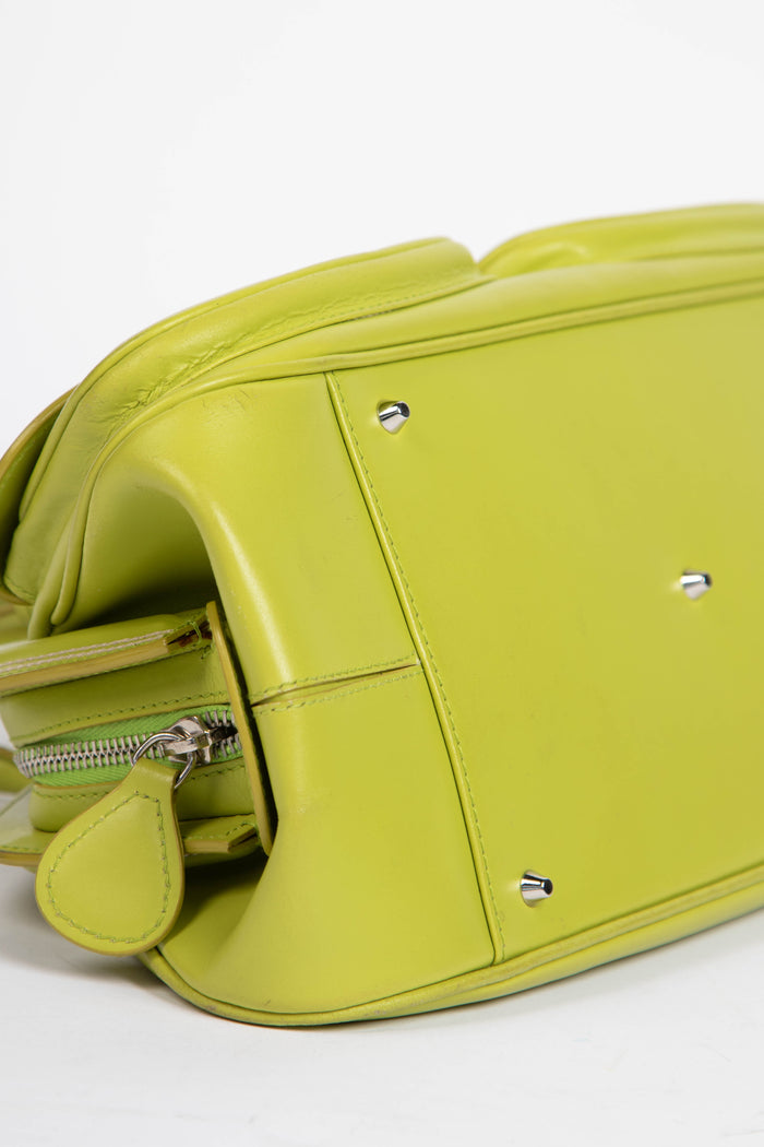 2000s Christian Dior Green Leather Small Detective Top Handle Bag