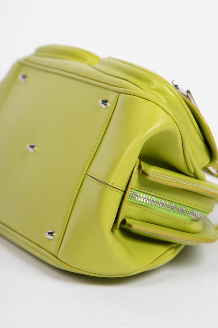 2000s Christian Dior Green Leather Small Detective Top Handle Bag