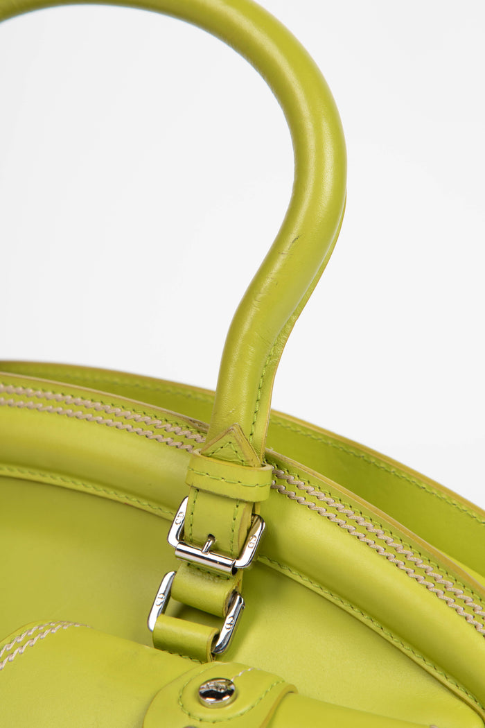 2000s Christian Dior Green Leather Small Detective Top Handle Bag