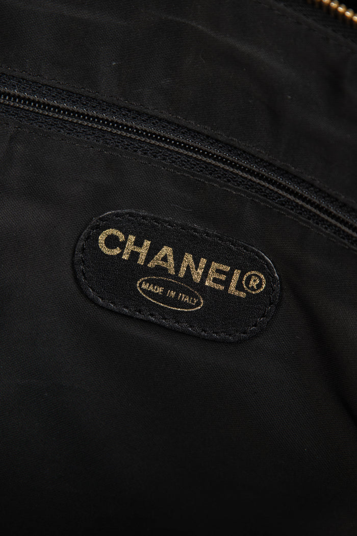90s Chanel Black Caviar Leather Small Tote Bag