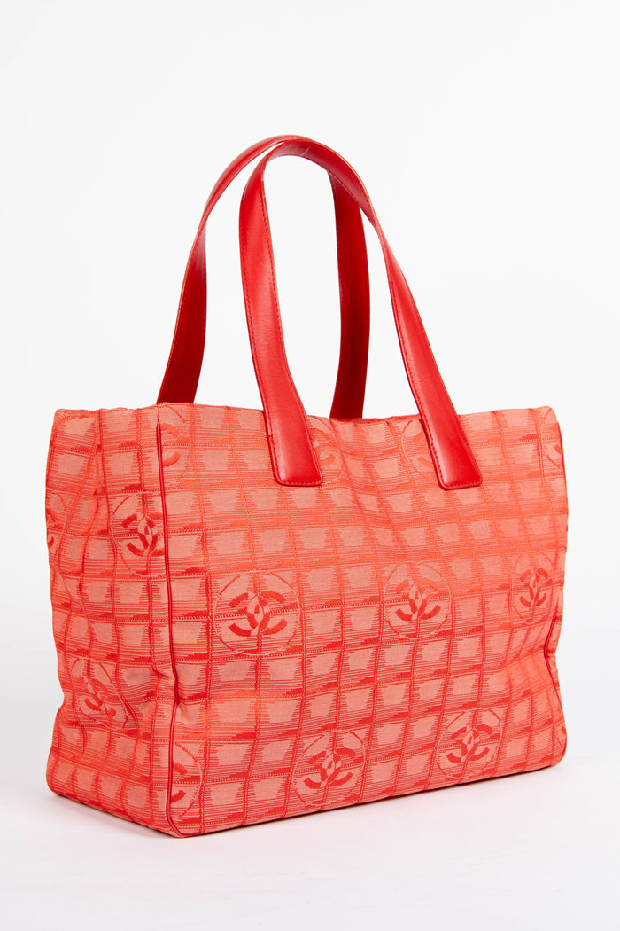 2000s Chanel Red Travel Line Tote Bag
