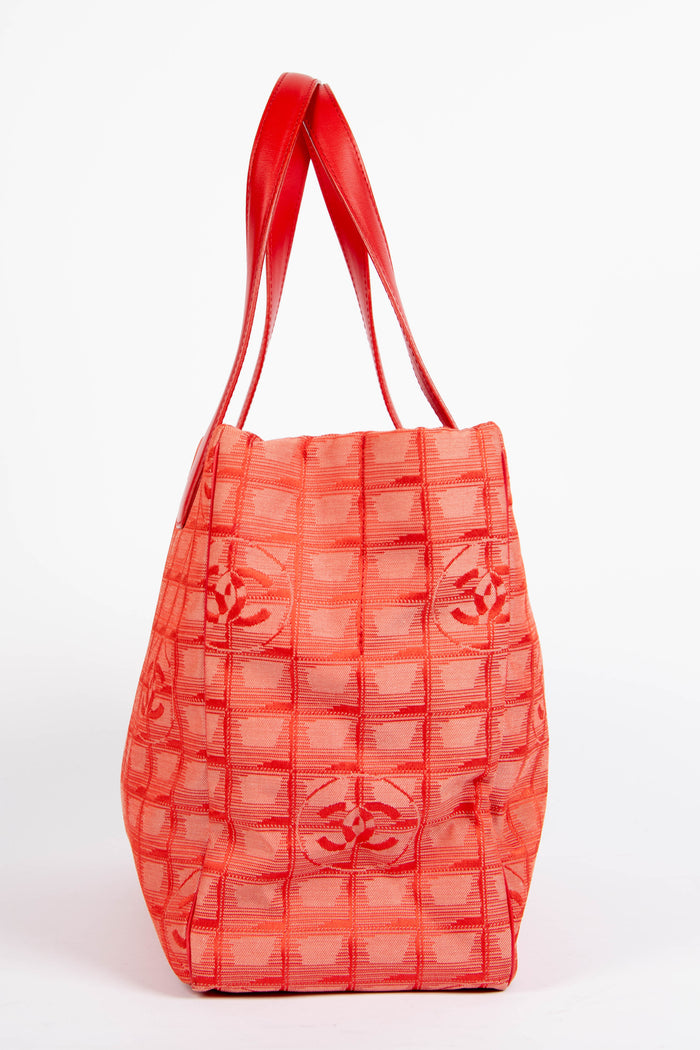 2000s Chanel Red Travel Line Tote Bag
