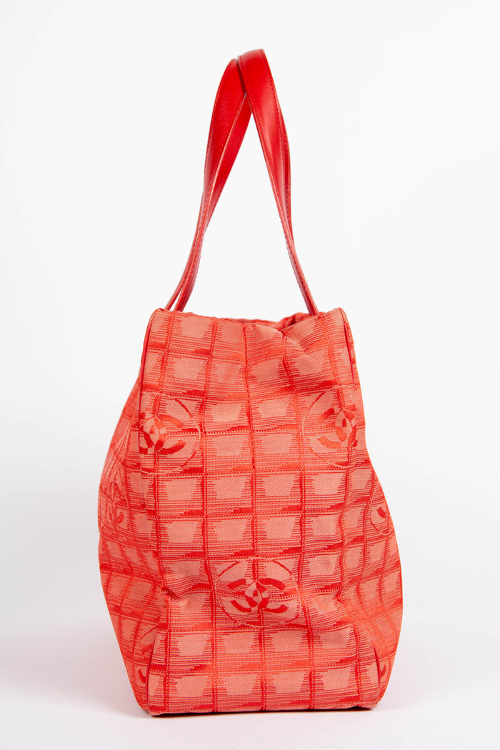 2000s Chanel Red Travel Line Tote Bag