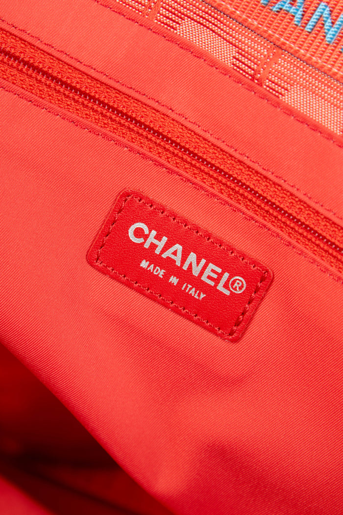 2000s Chanel Red Travel Line Tote Bag