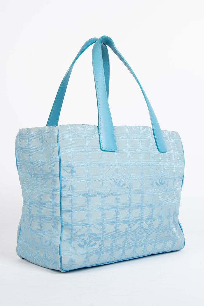 2000s Chanel Blue Travel Line Tote Bag