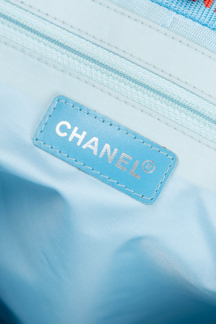2000s Chanel Blue Travel Line Tote Bag