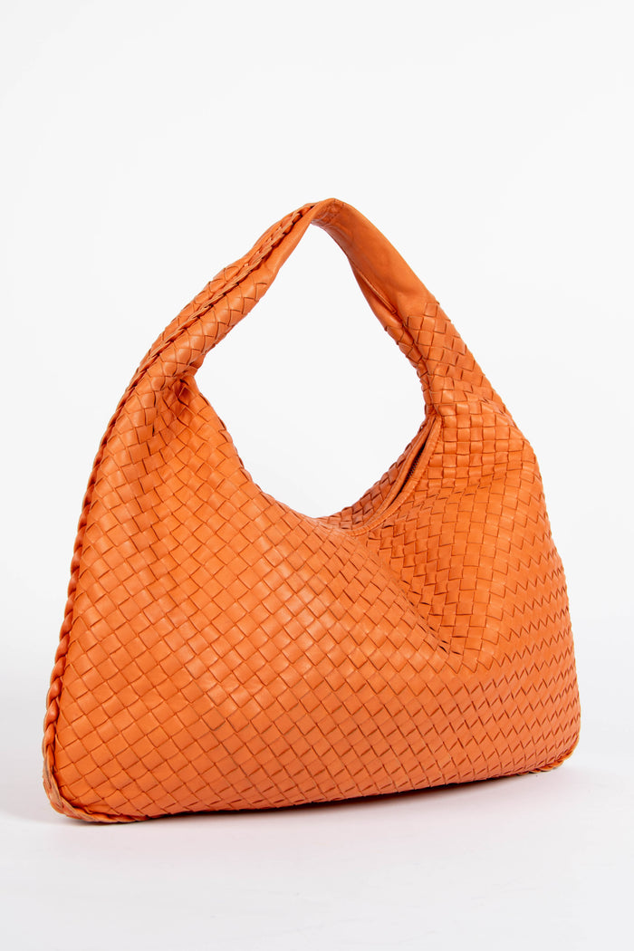 Vintage Bottega Veneta Orange Intrecciato Shoulder Bag