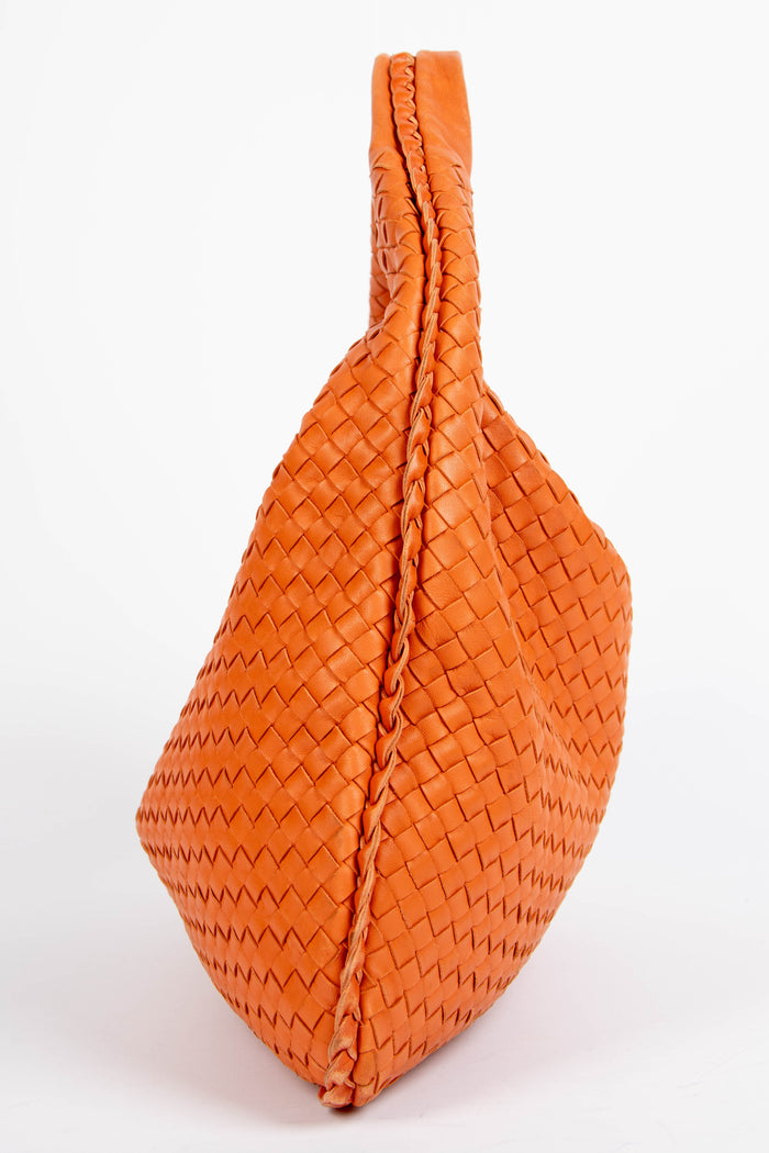 Vintage Bottega Veneta Orange Intrecciato Shoulder Bag