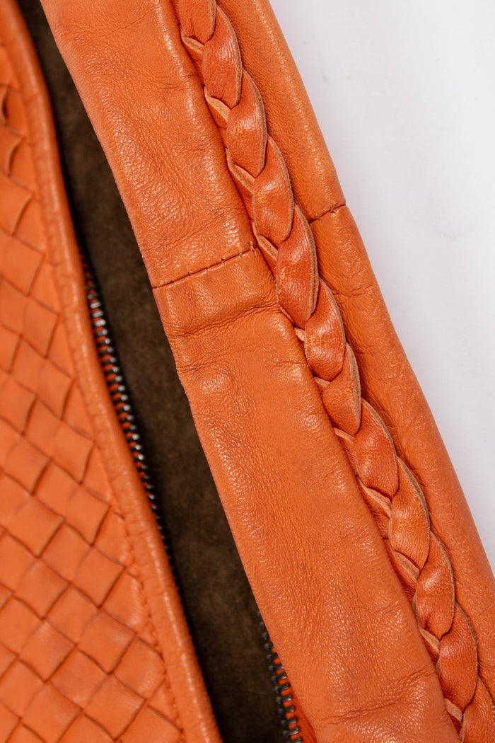 Vintage Bottega Veneta Orange Intrecciato Shoulder Bag