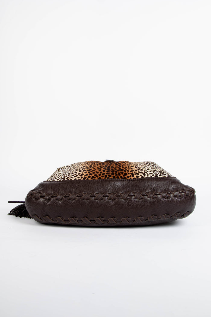 2000s Gucci Leopard Print Pony Hair Crossbody Jackie Bag