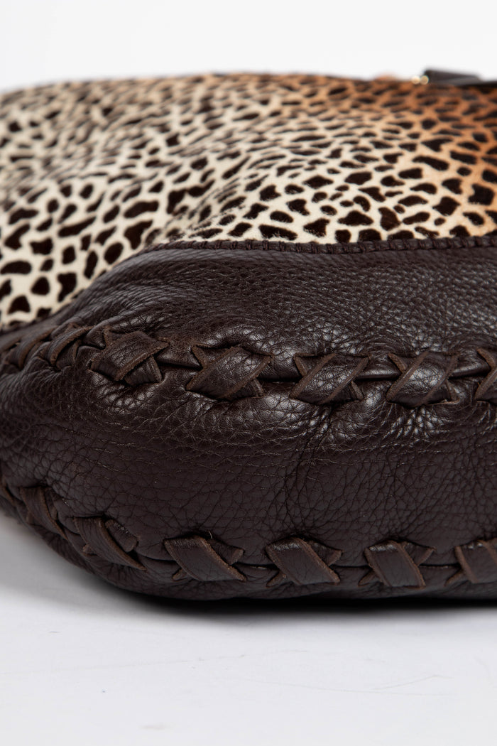 2000s Gucci Leopard Print Pony Hair Crossbody Jackie Bag