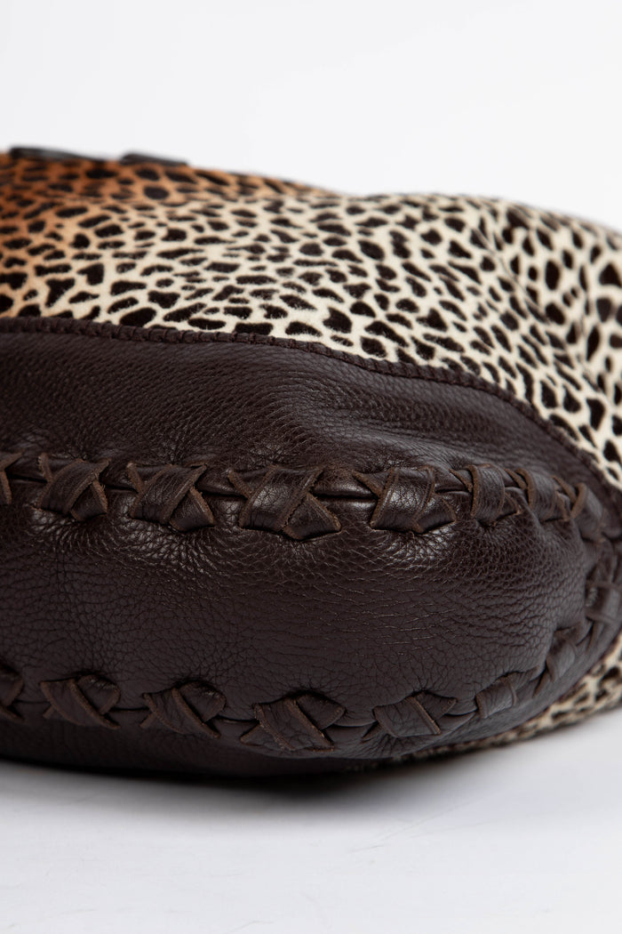 2000s Gucci Leopard Print Pony Hair Crossbody Jackie Bag