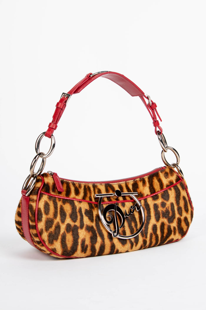 RARE Christian Dior Leopard Pony Hair Diva Small Shoulder Bag