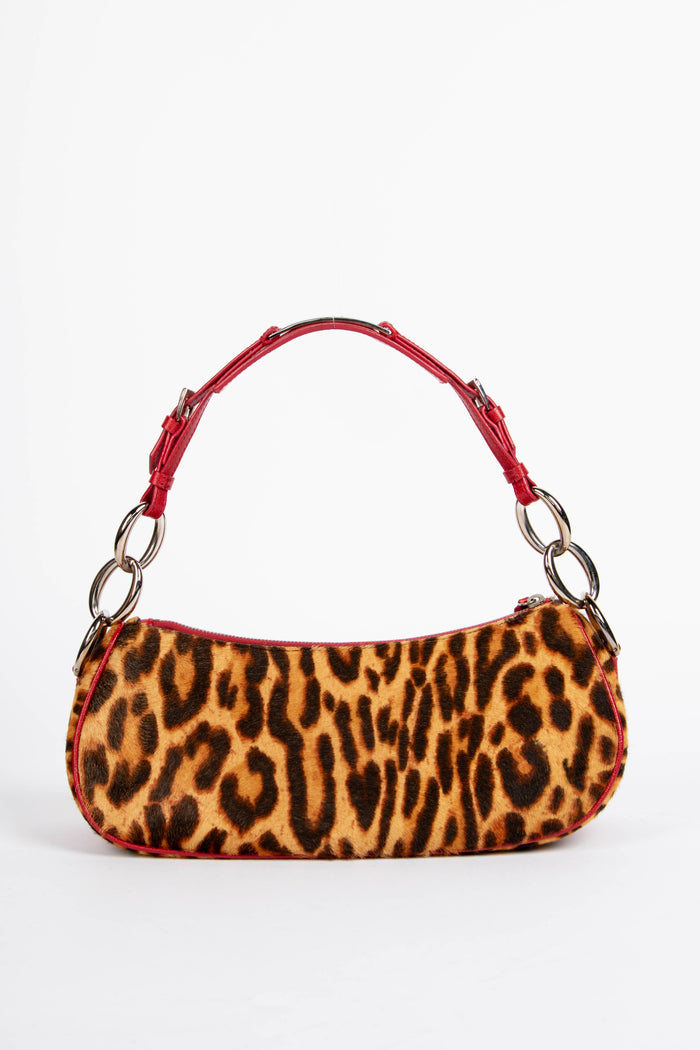 RARE Christian Dior Leopard Pony Hair Diva Small Shoulder Bag
