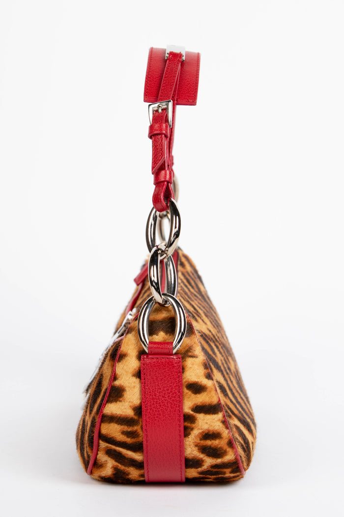 RARE Christian Dior Leopard Pony Hair Diva Small Shoulder Bag