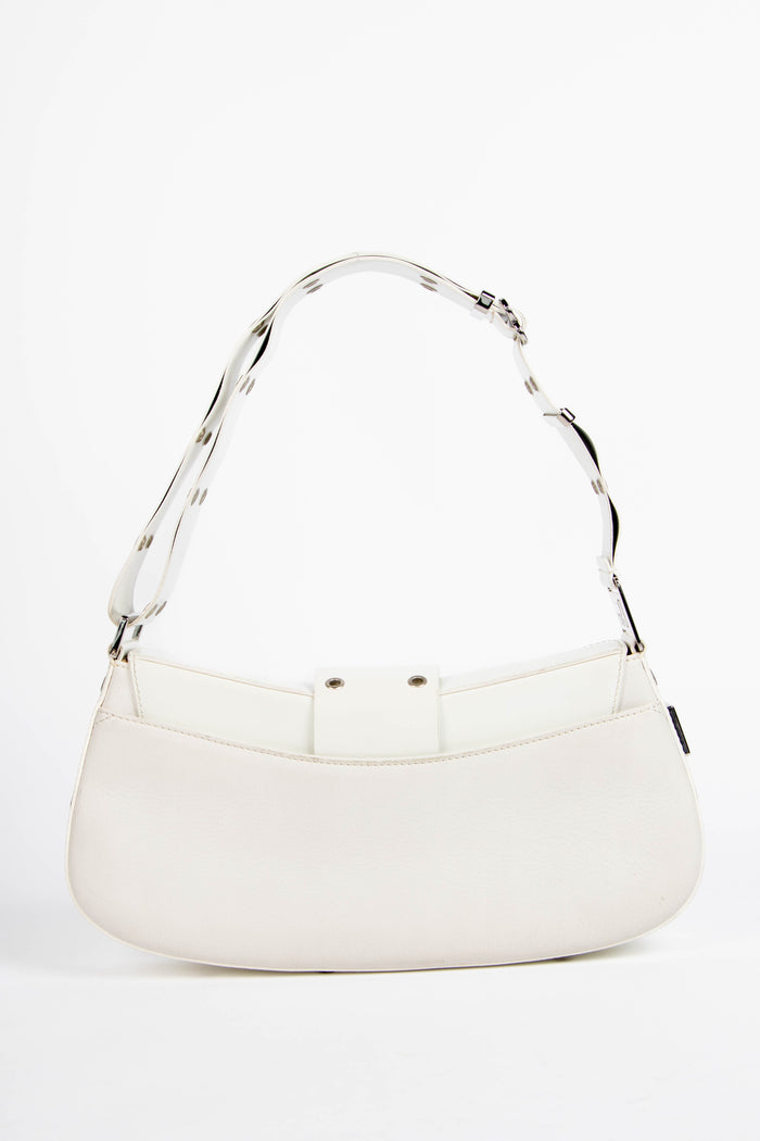 2000s Christian Dior White Leather Columbus Shoulder Bag