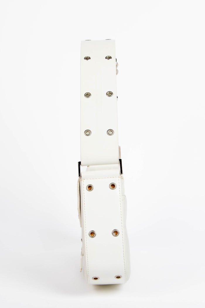 2000s Christian Dior White Leather Columbus Shoulder Bag