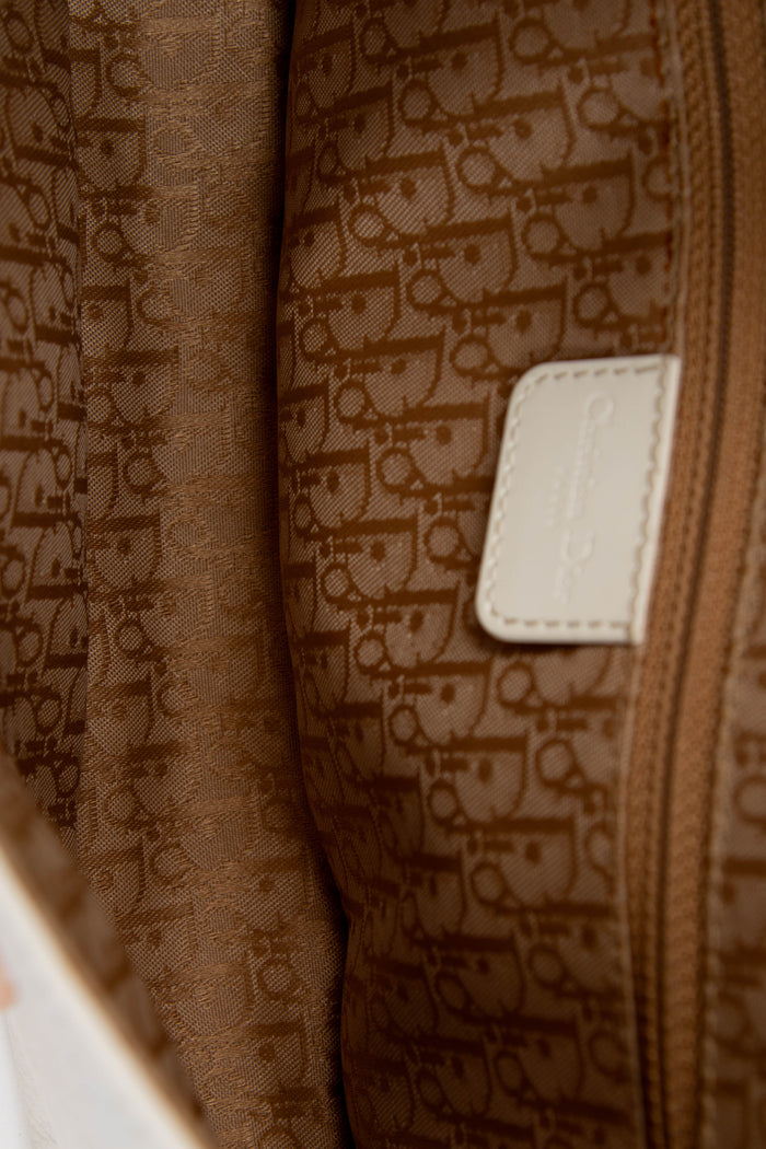 2000s Christian Dior White Leather Columbus Shoulder Bag