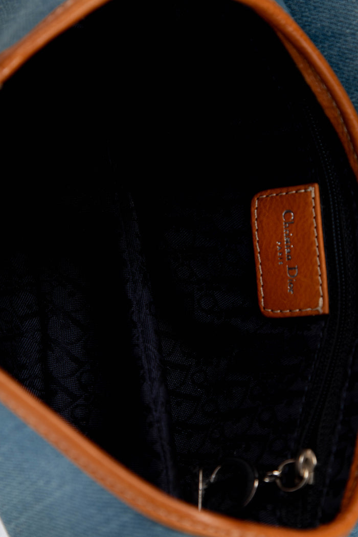 RARE 2000s Christian Dior Embroidered Denim Saddle Bag