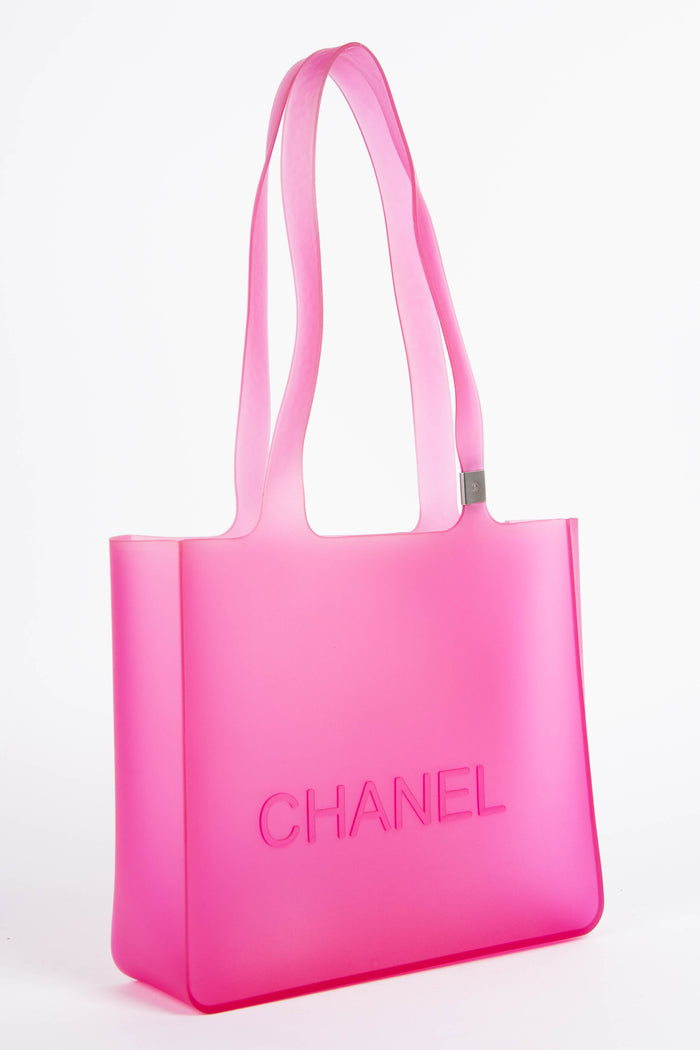 Vintage Chanel Pink Jelly Rubber Small Tote Bag