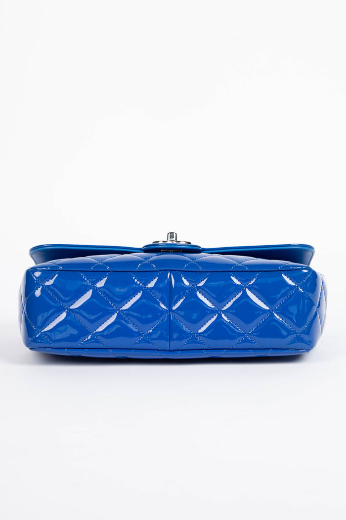 2014 Chanel Blue Patent Leather Medium Coco Shine Flap Shoulder Bag