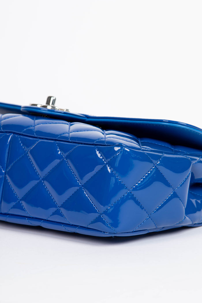 2014 Chanel Blue Patent Leather Medium Coco Shine Flap Shoulder Bag