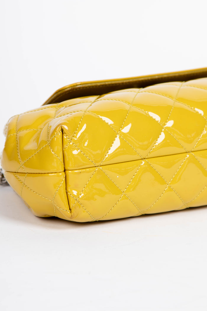 2010s Chanel Yellow Patent Leather Coco Shine Accordion Flap Bag