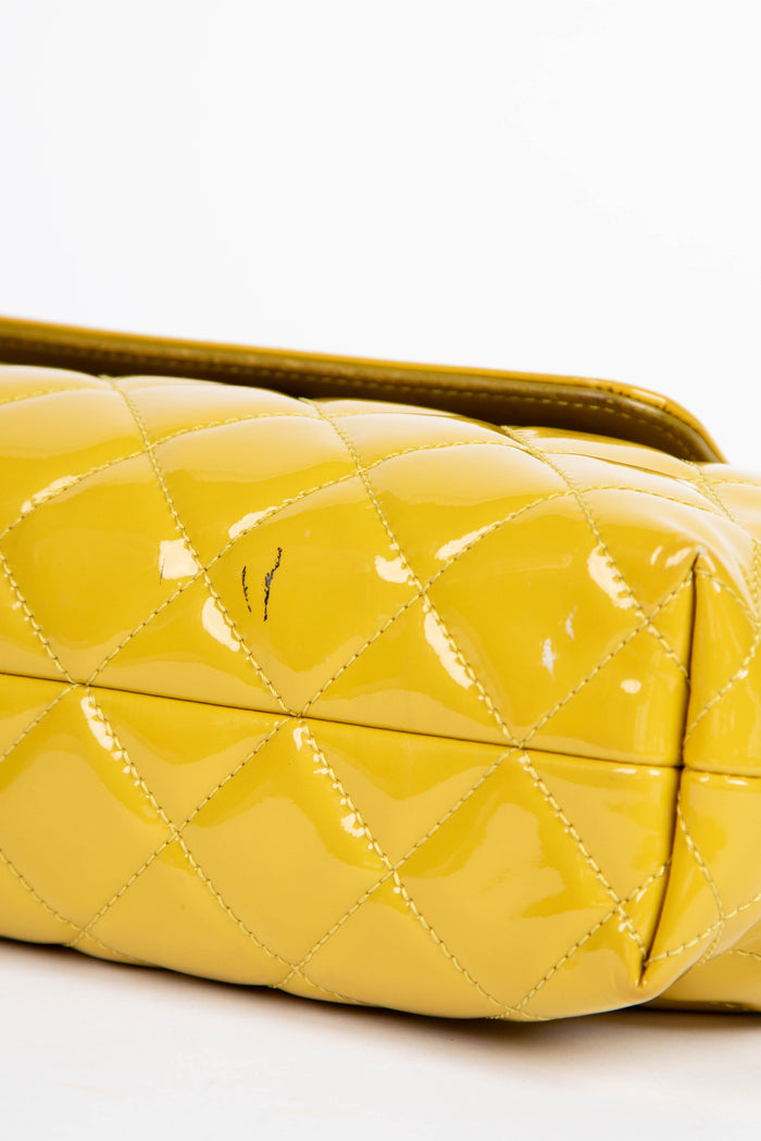 2010s Chanel Yellow Patent Leather Coco Shine Accordion Flap Bag