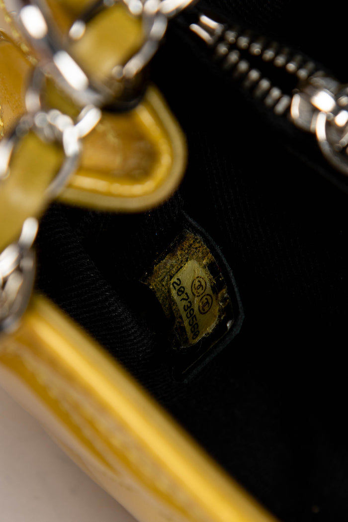 2010s Chanel Yellow Patent Leather Coco Shine Accordion Flap Bag