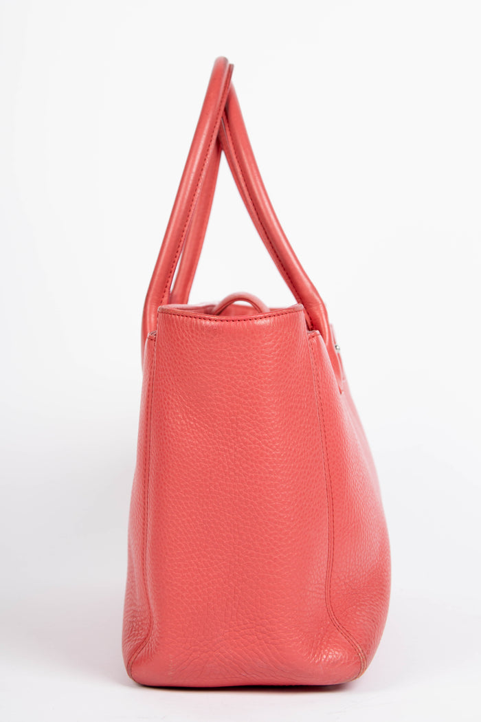 2010s Chanel Red Leather Cerf Executive Shopper Tote Bag