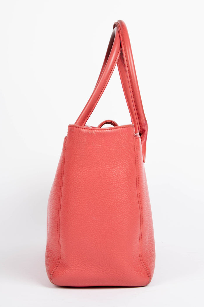 2010s Chanel Red Leather Cerf Executive Shopper Tote Bag