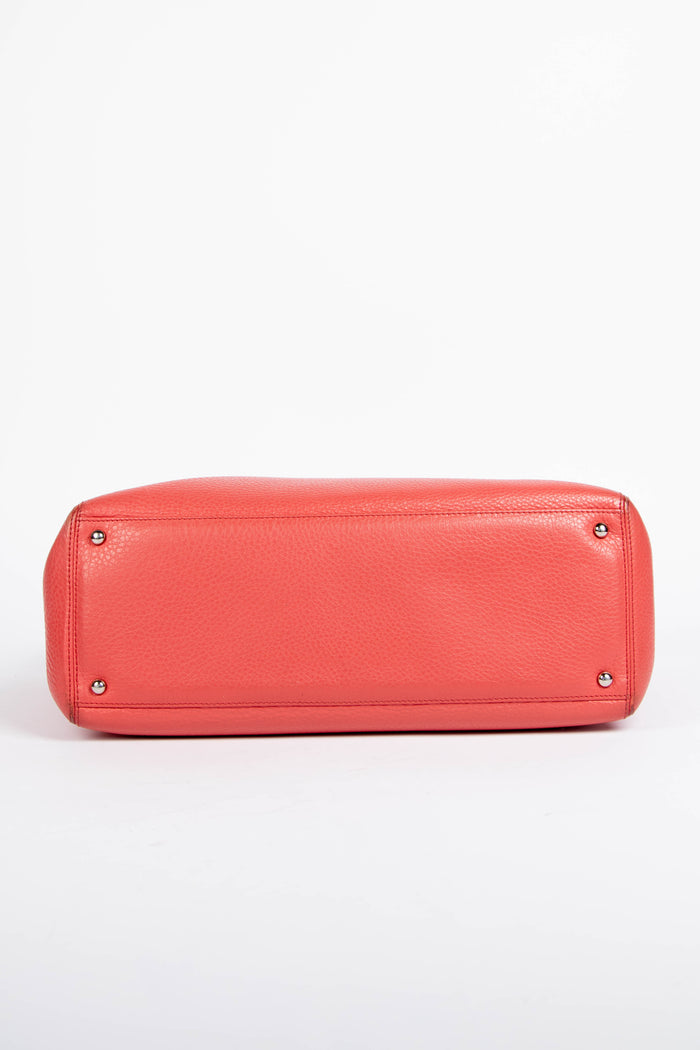 2010s Chanel Red Leather Cerf Executive Shopper Tote Bag