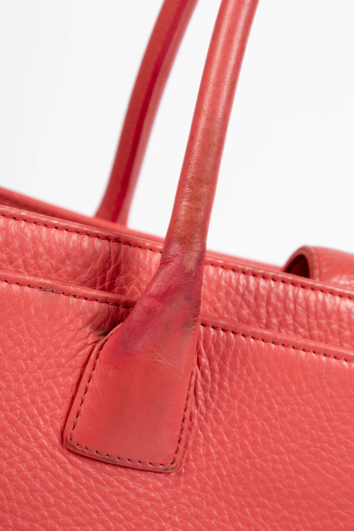 2010s Chanel Red Leather Cerf Executive Shopper Tote Bag