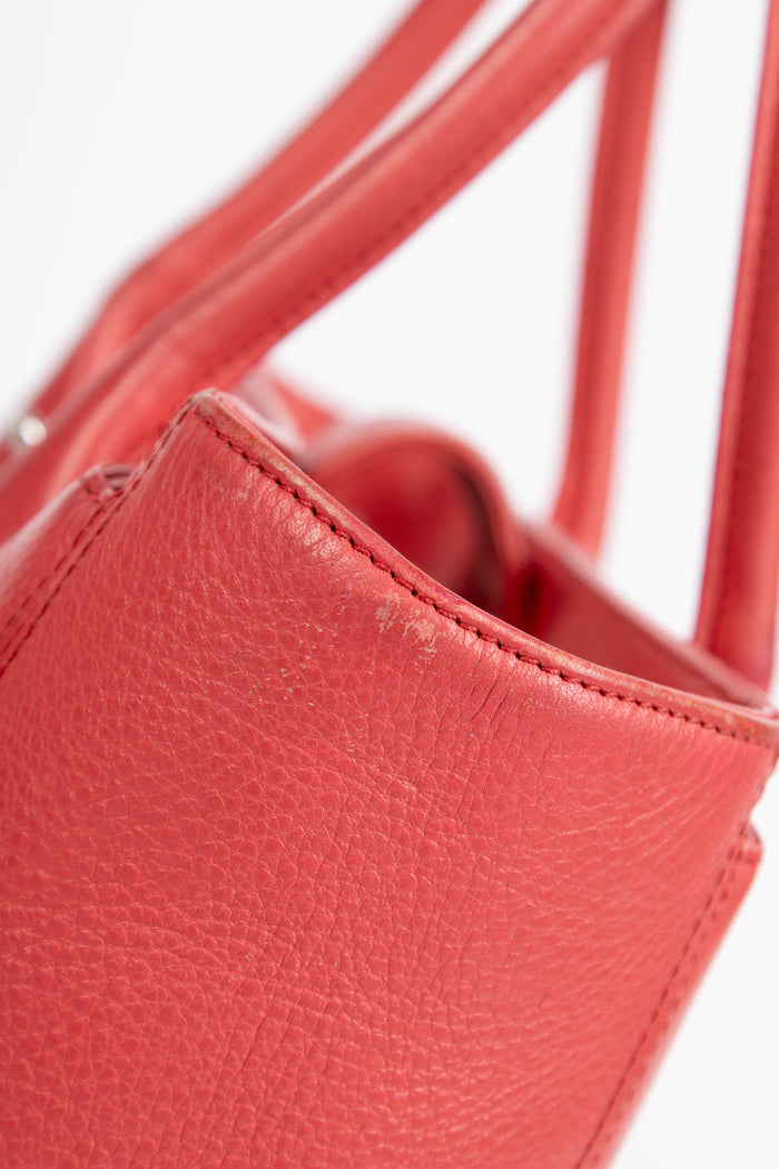 2010s Chanel Red Leather Cerf Executive Shopper Tote Bag