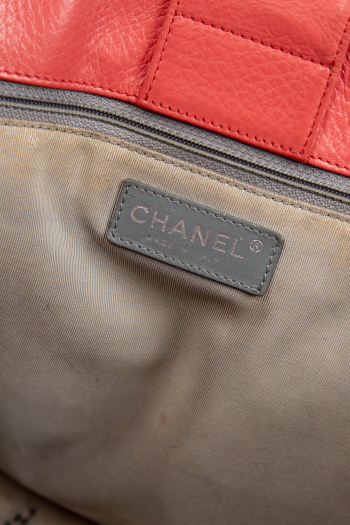 2010s Chanel Red Leather Cerf Executive Shopper Tote Bag