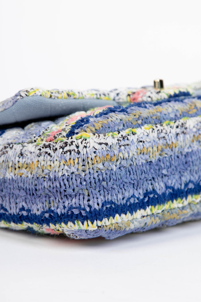 2010s Chanel Multicoloured Knitted Medium Single Flap Shoulder Bag