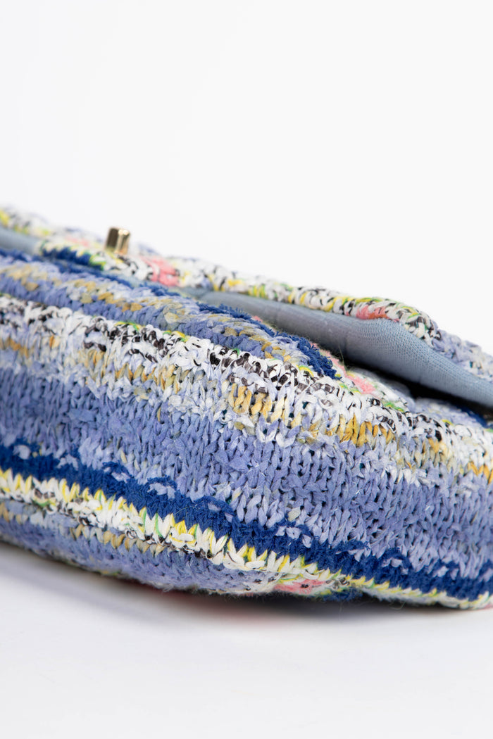2010s Chanel Multicoloured Knitted Medium Single Flap Shoulder Bag