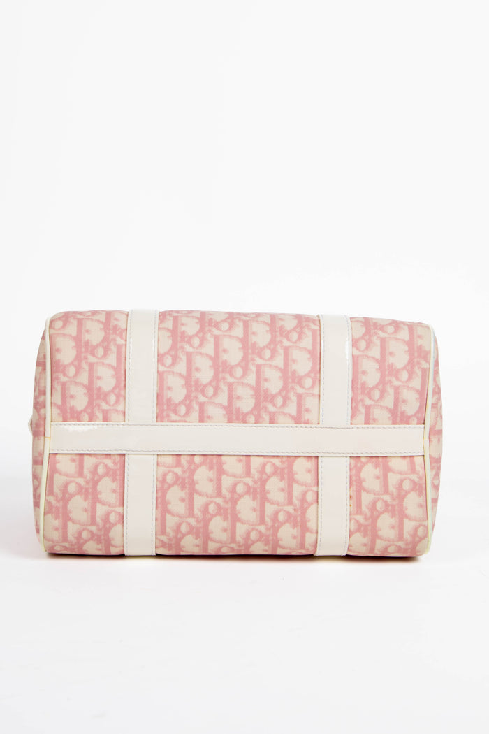 2000s Christian Dior Pink Monogram Canvas Boston Bag