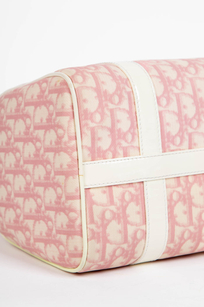 2000s Christian Dior Pink Monogram Canvas Boston Bag