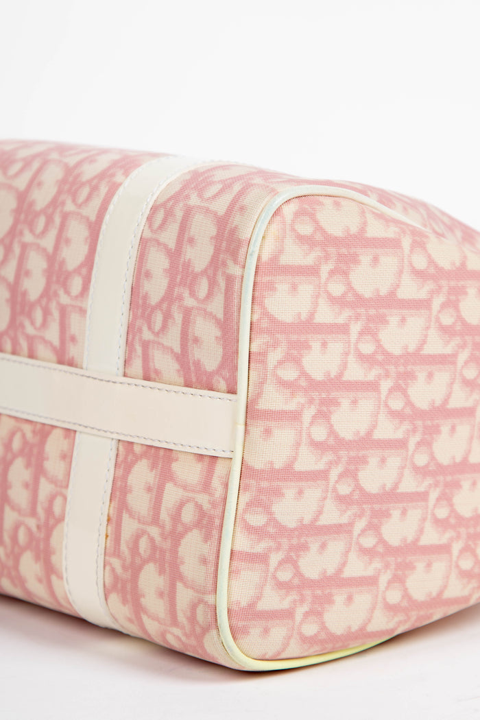 2000s Christian Dior Pink Monogram Canvas Boston Bag