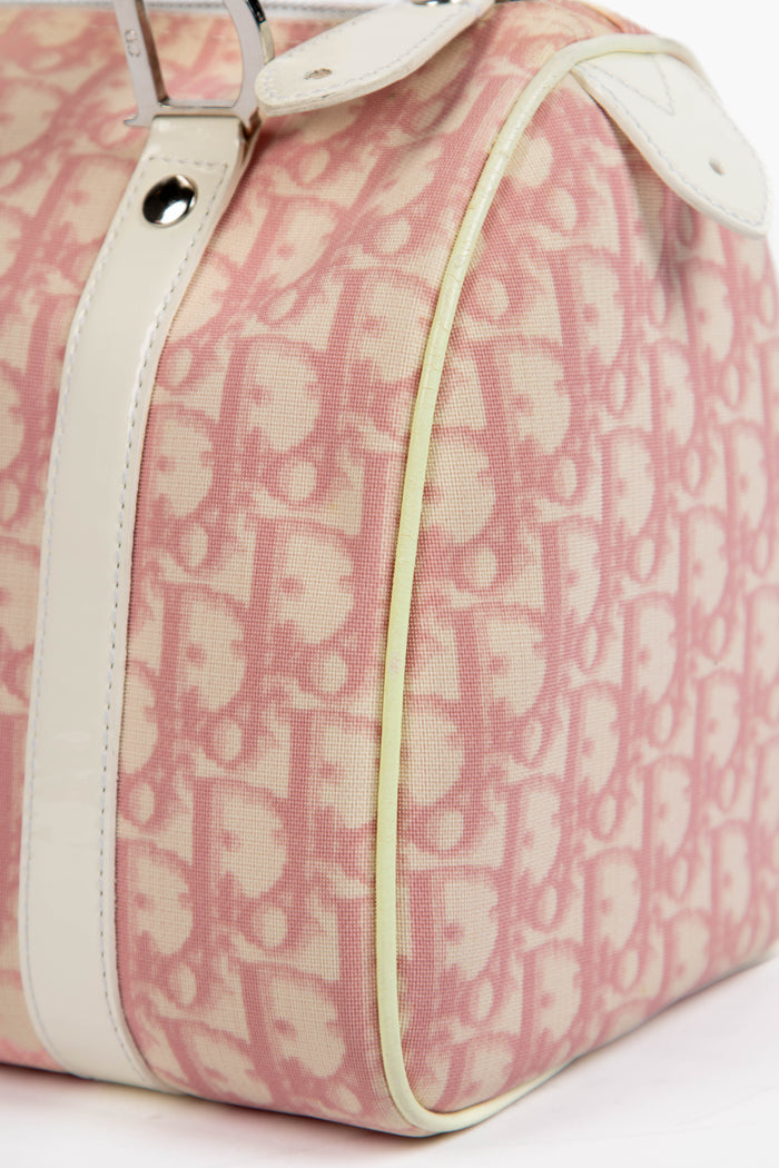2000s Christian Dior Pink Monogram Canvas Boston Bag