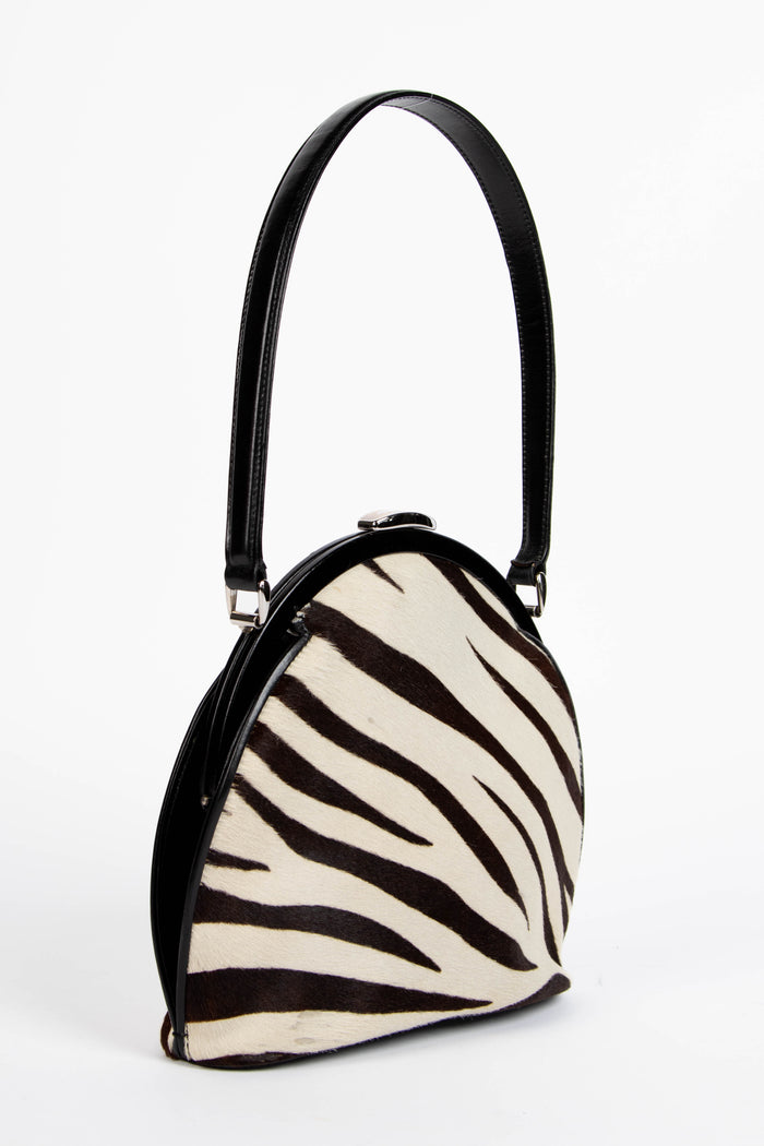 Vintage Gucci Tom Ford Zebra Print Pony Hair Top Handle Bag