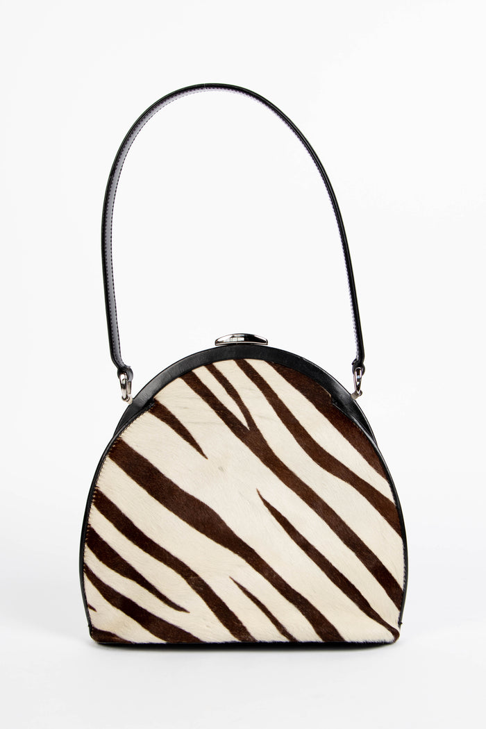 Vintage Gucci Tom Ford Zebra Print Pony Hair Top Handle Bag
