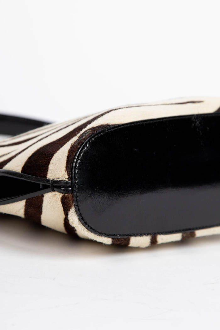 Vintage Gucci Tom Ford Zebra Print Pony Hair Top Handle Bag
