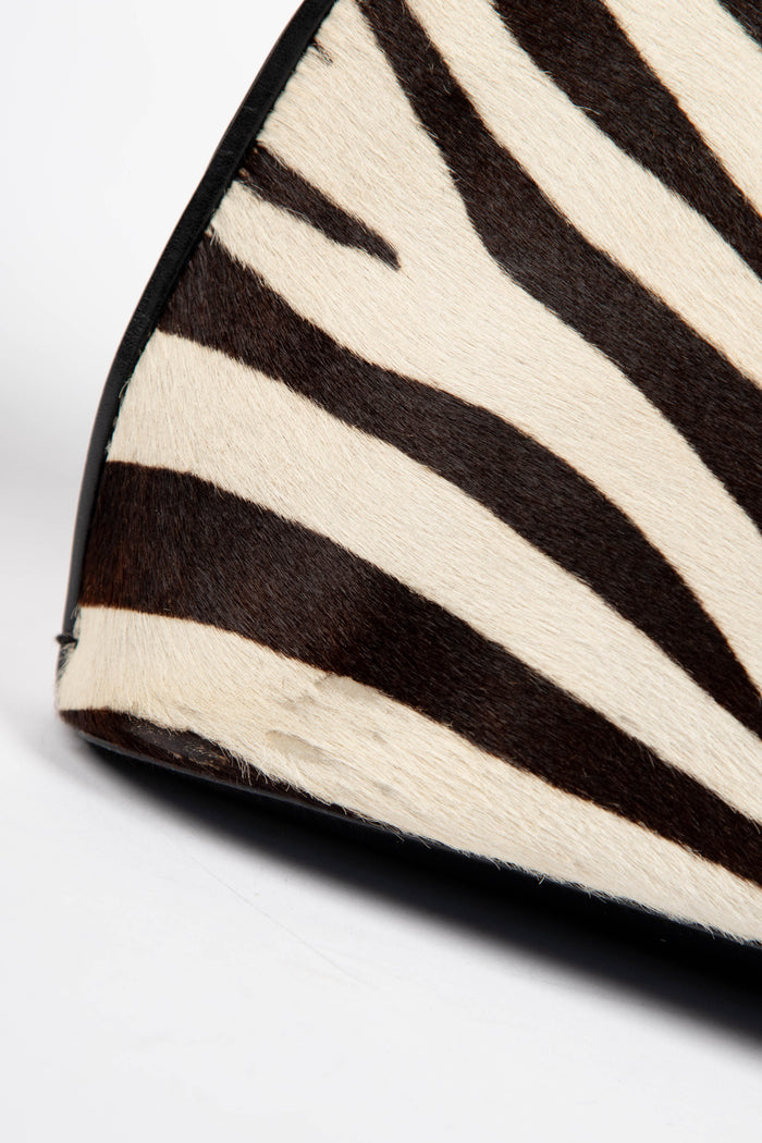 Vintage Gucci Tom Ford Zebra Print Pony Hair Top Handle Bag