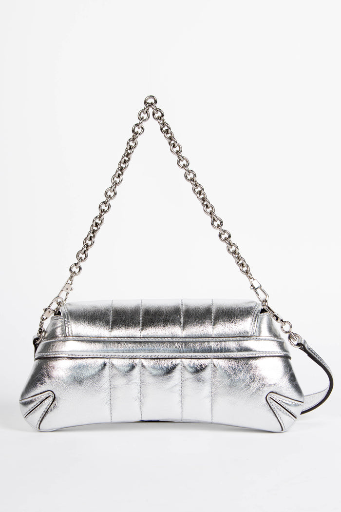 2020s Gucci Silver Quilted Leather Horsebit Shoulder Bag