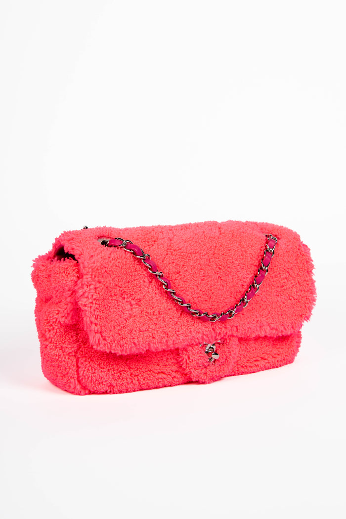 2019 Chanel Neon Pink Coco Beach Single Flap Shoulder Bag