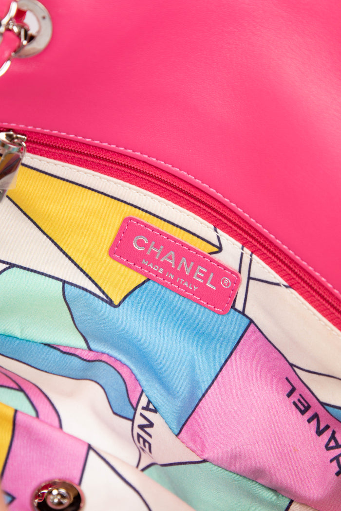 2019 Chanel Neon Pink Coco Beach Single Flap Shoulder Bag
